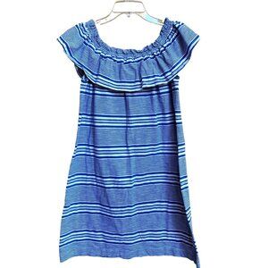 Vineyard Vines Women's Off-The-Shoulder Striped Summer Dress Sz Small Ruffle Top